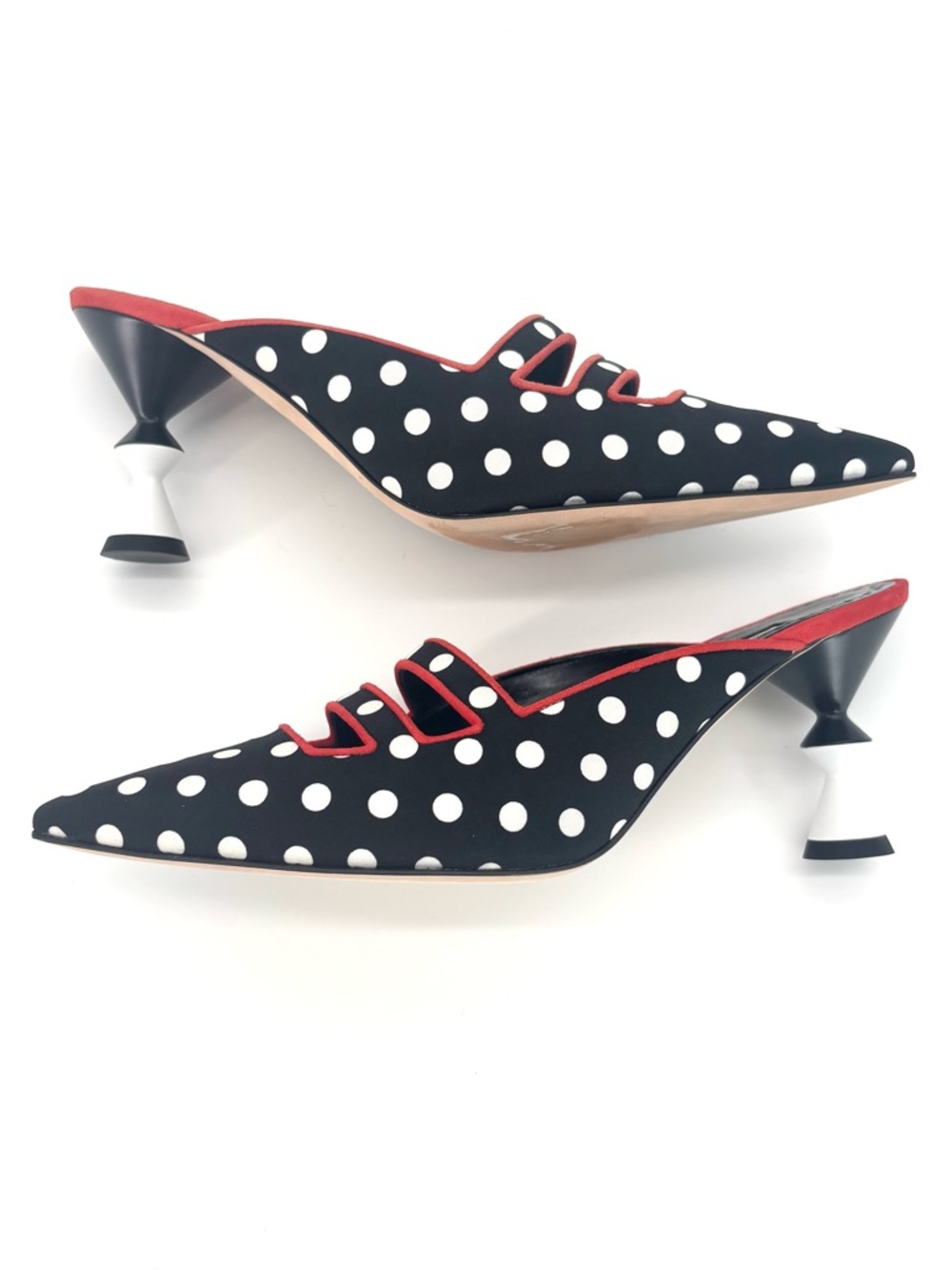 Manolo Blahnik Cciolo Polka Dot Pointed Toe Sculptural Heel Mule Pumps 36.5 - Picture 5 of 9
